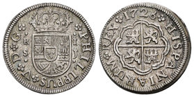 Philip V (1700-1746). 1 real. 1726. Sevilla. J. (Cal-1713). Ag. 2,88 g. Choice VF. Est...60,00.