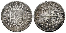 Philip V (1700-1746). 1 real. 1736. Sevilla. PA. (Cal-1722). Ag. 2,89 g. Leves oxidaciones en reverso. Almost VF. Est...20,00.