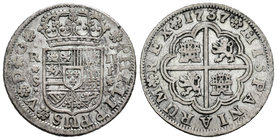 Philip V (1700-1746). 2 reales. 1737. Sevilla. P. (Cal-1439). Ag. 5,99 g. Almost VF. Est...30,00.