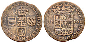 Philip V (1700-1746). 1 liard. 1710. Namur. (Vti-53). (Vanhoudt-749). Ae. 3,18 g. F. Est...25,00.