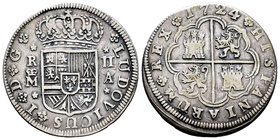Louis I (1724). 2 reales. 1724. Madrid. A. (Cal-33). Ag. 4,97 g. Scarce. Choice VF/VF. Est...180,00.
