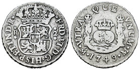 Ferdinand VI (1746-1759). 2 reales. 1749. México. M. (Cal-489). Ag. 5,83 g. Choice F. Est...50,00.