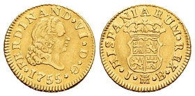Ferdinand VI (1746-1759). 1/2 escudo. 1755. Madrid. JB. (Cal-253). Au. 1,62 g. VF. Est...140,00.