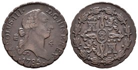 Charles III (1759-1788). 4 maravedís. 1785. Segovia. Ae. 5,30 g. VF. Est...35,00.
