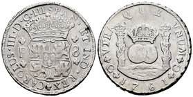 Charles III (1759-1788). 8 reales. 1761. Guatemala. P. (Cal-810). Ag. 26,61 g. Scarce. Almost VF. Est...500,00.