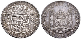 Charles III (1759-1788). 8 reales. 1768. Lima. JM. (Cal-844). Ag. 26,69 g. Tono. Choice VF. Est...300,00.