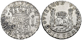 Charles III (1759-1788). 8 reales. 1760. México. MM. (Cal-884). Ag. 26,63 g. Slightly cleaned. Choice VF. Est...200,00.