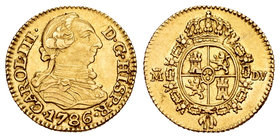 Charles III (1759-1788). 1/2 escudo. 1786. Madrid. DV. (Cal-778). Au. 1,73 g. Almost XF/XF. Est...180,00.