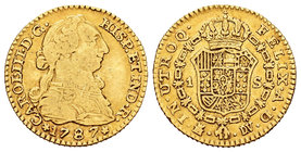 Charles III (1759-1788). 1 escudo. 1787. Madrid. DV. (Cal-629). Au. 3,34 g. Choice F/Almost VF. Est...120,00.