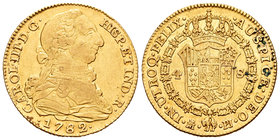 Charles III (1759-1788). 4 escudos. 1782. Madrid. PJ. (Cal-307). Ag. 13,40 g. Scarce. Choice VF. Est...650,00.