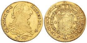 Charles III (1759-1788). 4 escudos. 1773. Sevilla. CF. (Cal-400). Au. 13,39 g. Scarce. VF/Choice VF. Est...520,00.