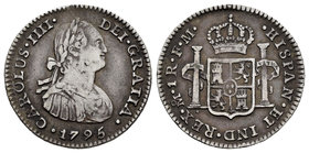 Charles IV (1788-1808). 1 real. 1795. México. FM. (Cal-1141). Ag. 3,31 g. Almost VF. Est...45,00.