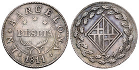 Joseph Napoleon (1808-1814). 1 peseta. 1811. Barcelona. (Cal-47). Ag. 5,38 g. Tone. Choice VF. Est...150,00.