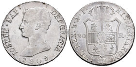 Joseph Napoleon (1808-1814). 20 reales. 1809. Madrid. AI. (Cal-24). Ag. 26,65 g. Almost XF. Est...220,00.