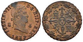 Ferdinand VII (1808-1833). 4 maravedis. 1829. Segovia. (Cal-1712). Ae. 5,37 g. Almost XF/Choice VF. Est...30,00.