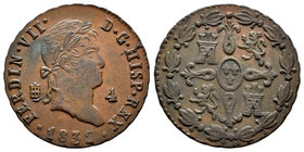 Ferdinand VII (1808-1833). 4 maravedis. 1832. Segovia. (Cal-1716). Ae. 5,50 g. Choice VF/VF. Est...20,00.