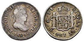 Ferdinand VII (1808-1833). 1/2 real. 1821. México. JJ. (Cal-1353). Ag. 1,62 g. Choice F. Est...15,00.