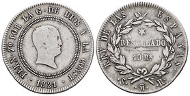 Ferdinand VII (1808-1833). 10 reales. 1821. Madrid. SR. (Cal-762). Ag. 13,33 g. Tipo "cabezón". Almost VF. Est...40,00.