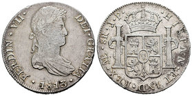 Ferdinand VII (1808-1833). 8 reales. 1813. Lima. JP. (Cal-480). Ag. 26,50 g. Almost VF/VF. Est...75,00.