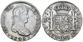 Ferdinand VII (1808-1833). 8 reales. 1825. Potosí. JL. (Cal-618). Ag. 26,87 g. Limpiada. VF/Choice VF. Est...80,00.