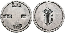 Ferdinand VII (1808-1833). 5 pesetas. 1809. Tarragona (Cataluña). (Cal-653). Ag. 26,57 g. Choice VF. Est...200,00.