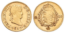 Ferdinand VII (1808-1833). 1/2 escudo. 1817. Madrid. GJ. (Cal-360). Au. 1,75 g. VF/Choice VF. Est...100,00.