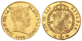 Ferdinand VII (1808-1833). 80 reales. 1822. Madrid. SR. (Cal-218). Au. 6,71 g. Choice VF. Est...300,00.