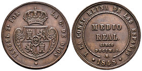 Elizabeth II (1833-1868). 1/2 real. 1848. Madrid. (Cal-572). Ae. 18,39 g. Rayita. Almost XF. Est...140,00.