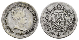 Elizabeth II (1833-1868). 1 real. 1838. Madrid. CL. (Cal-409). Ag. 1,47 g. Choice F/Almost VF. Est...30,00.