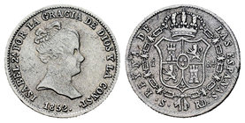 Elizabeth II (1833-1868). 1 real. 1852. Sevilla. RD. (Cal-433). Ag. 1,25 g. Golpecitos. Almost VF. Est...20,00.