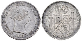 Elizabeth II (1833-1868). 10 reales. 1852. Barcelona. (Cal-207). Ag. 13,09 g. Scarce. Almost XF. Est...160,00.