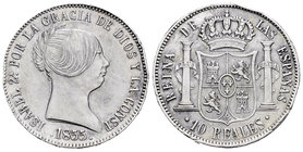 Elizabeth II (1833-1868). 10 reales. 1855. Barcelona. (Cal-210). Ag. 12,92 g. Scarce. Choice VF. Est...100,00.