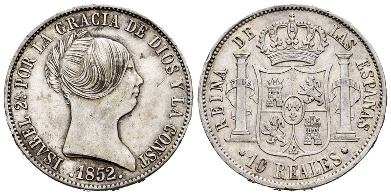 Elizabeth II (1833-1868). 10 reales. 1852. Sevilla. (Cal-238). Ag. 12,94 g. Mino...