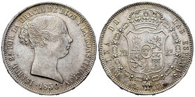 Elizabeth II (1833-1868). 20 reales. 1850. Madrid. CL. (Cal-170). Ag. 26,04 g. A good sample. Scarce. XF. Est...300,00.