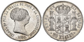 Elizabeth II (1833-1868). 20 reales. 1850. Madrid. (Cal-171). Ag. 26,02 g. Hairlines. XF. Est...220,00.