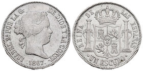 Elizabeth II (1833-1868). 1 escudo. 1867. Madrid. (Cal-253). Ag. 13,06 g. Minor nick on edge. VF/Choice VF. Est...70,00.