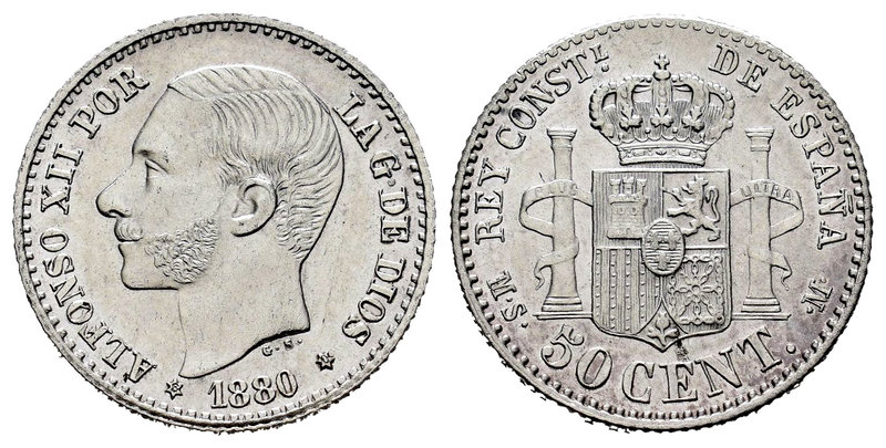 Alfonso XII (1874-1885). 50 céntimos. 1880*18-80. Madrid. MSM. (Cal-63). Ag. 2,5...