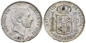 Alfonso XII (1874-1885). 50 centavos. 1881. Manila. (Cal-79). Ag. 12,95 g. Choice VF. Est...60,00.