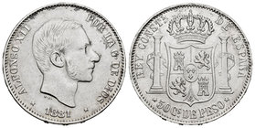Alfonso XII (1874-1885). 50 centavos. 1881. Manila. (Cal-79). Ag. 12,90 g. Cleaned. Choice VF. Est...30,00.