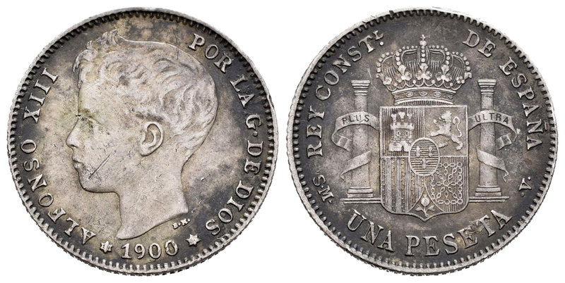 Alfonso XIII (1886-1931). 1 peseta. 1900-19-00. Madrid. SMV. (Cal-44). Ag. 4,92 ...