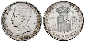 Alfonso XIII (1886-1931). 1 peseta. 1903*19-03. Madrid. SMV. (Cal-49). Ag. 5,00 g. It retains some luster. AU. Est...80,00.