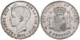 Alfonso XIII (1886-1931). 5 pesetas. 1898*18-98. Madrid. SGV. (Cal-27). Ag. 25,17 g. Hairlines. Almost XF. Est...50,00.