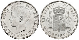Alfonso XIII (1886-1931). 5 pesetas. 1899*18-99. Madrid. SGV. (Cal-28). Ag. 25,00 g. Minor nick on edge. Original luster. AU. Est...80,00.