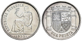 II Republic (1931-1939). 1 peseta. 1933*3-4. Madrid. (Cal-1). Ag. 5,01 g. Almost UNC. Est...35,00.