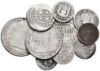 Lote de 10 monedas, Monarquía Española de plata (9) y Centenario de cobre (1). A EXAMINAR. F/Almost VF. Est...60,00.