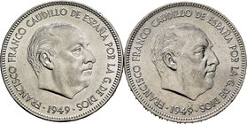 Lote de 2 monedas 5 pesetas 1949*49 y *50. A EXAMINAR. Almost UNC. Est...30,00.