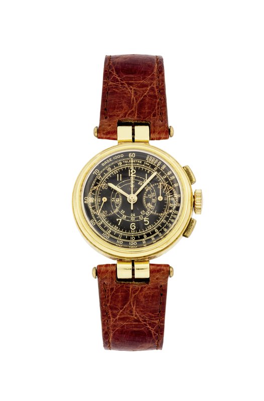 Jaeger cassa No. 50305. Raro, orologio da polso, cronografo, in oro giallo 18K c...