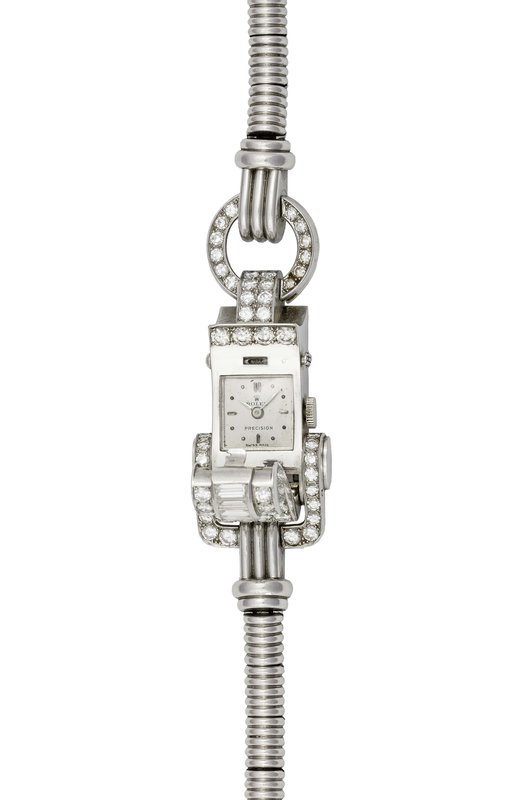 Rolex, “Precision”, TIFFANY. Elegante e raro, orologio da donna, di forma rettan...