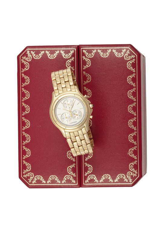 Cartier, “Cougar”. Orologio da polso, da donna, cronografo, al quarzo, in oro gi...
