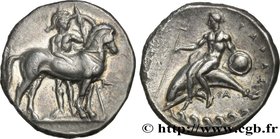 CALABRIA - TARAS
Type : Nomos, statère ou didrachme 
Date : c. 380-340 AC. 
Mint name / Town : Tarente, Calabre 
Metal : silver 
Diameter : 20  mm
Ori...